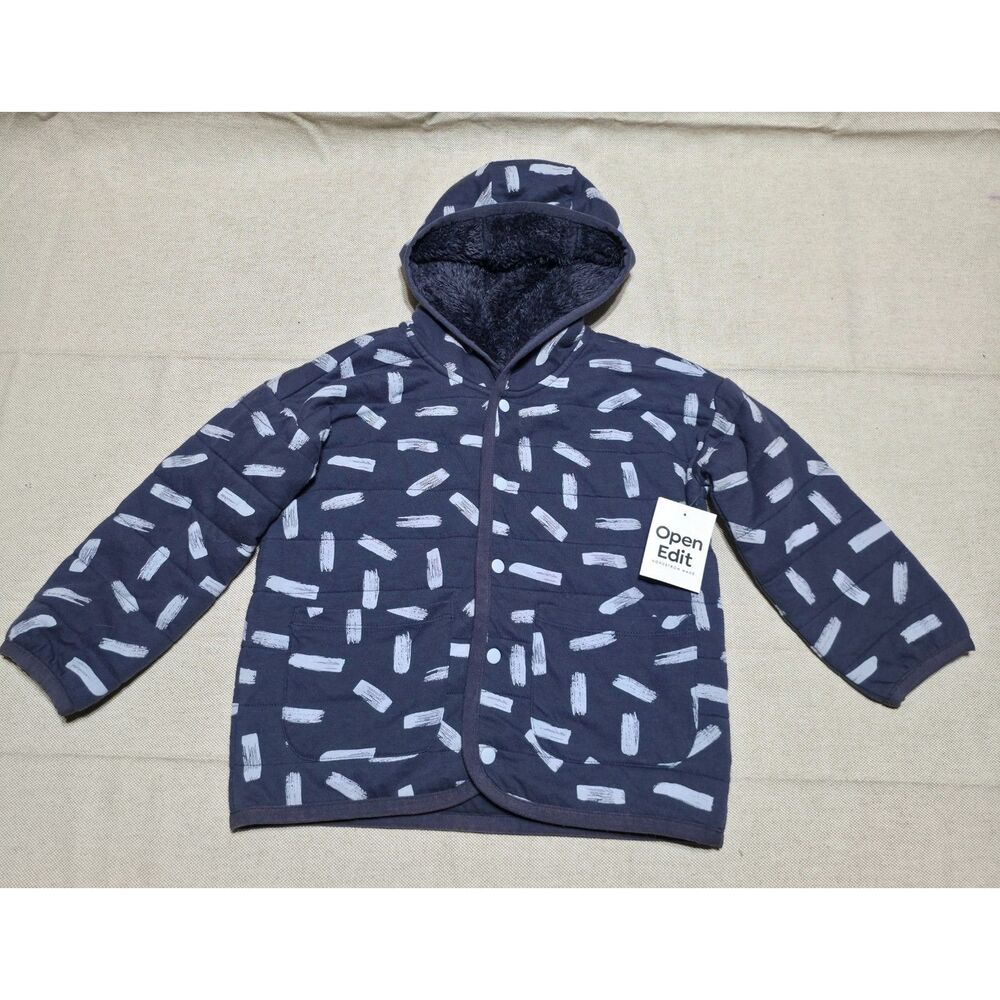 NWT Open Edit Kids Navy Quilted Hooded Fleece-Lined Jacket - Size 3T